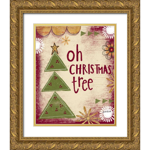 Oh Christmas Tree Gold Ornate Wood Framed Art Print with Double Matting by Doucette, Katie