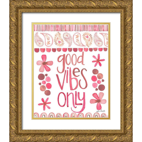 Good Vibes Only Gold Ornate Wood Framed Art Print with Double Matting by Doucette, Katie
