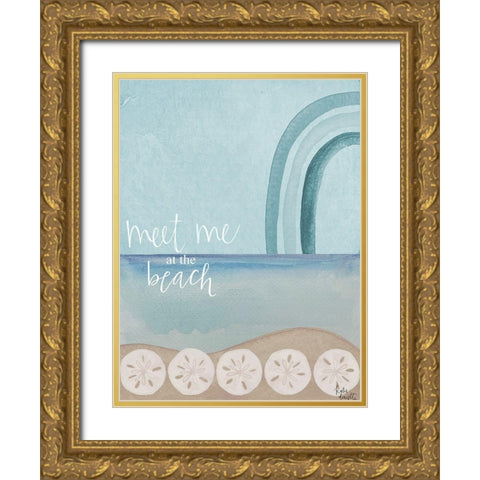 Meet Me at the Beach Gold Ornate Wood Framed Art Print with Double Matting by Doucette, Katie