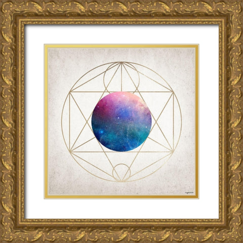 Geo Planet II Gold Ornate Wood Framed Art Print with Double Matting by Brown, Kyra