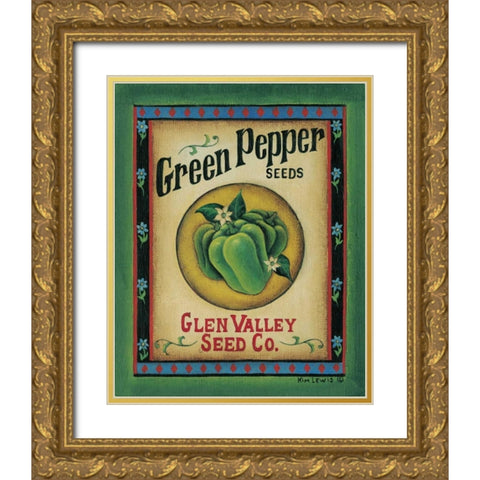 Green Pepper Seeds Gold Ornate Wood Framed Art Print with Double Matting by Lewis, Kim
