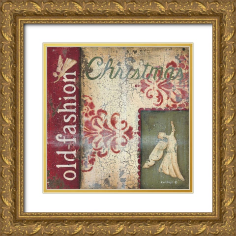 Old Fashioned Christmas Gold Ornate Wood Framed Art Print with Double Matting by Lewis, Kim