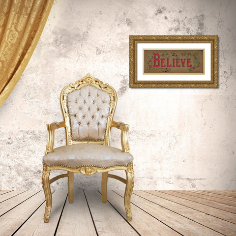 Believe Gold Ornate Wood Framed Art Print with Double Matting by Lewis, Kim