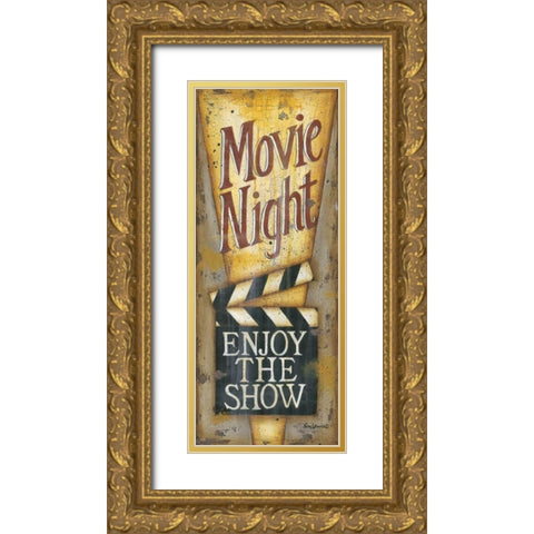 Movie Night Gold Ornate Wood Framed Art Print with Double Matting by Lewis, Kim