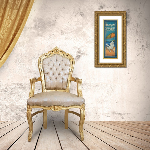 Down by the Seashore Gold Ornate Wood Framed Art Print with Double Matting by Lewis, Kim