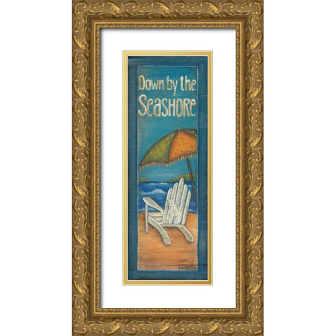 Down by the Seashore Gold Ornate Wood Framed Art Print with Double Matting by Lewis, Kim