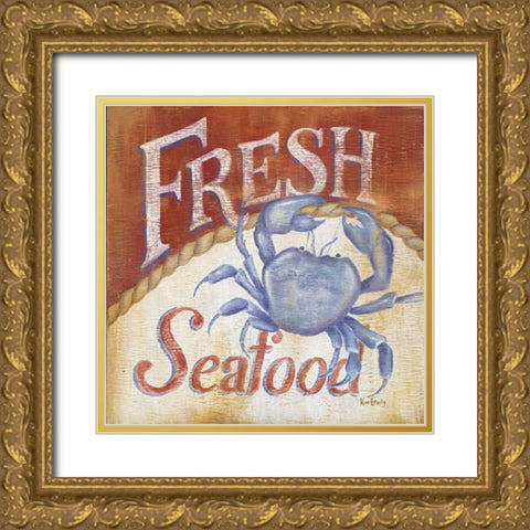 Fresh Seafood Gold Ornate Wood Framed Art Print with Double Matting by Lewis, Kim