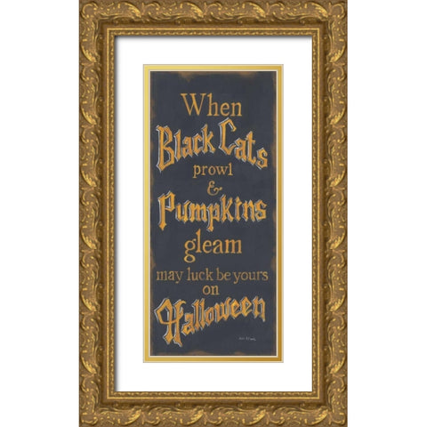 Black Cats Gold Ornate Wood Framed Art Print with Double Matting by Lewis, Kim