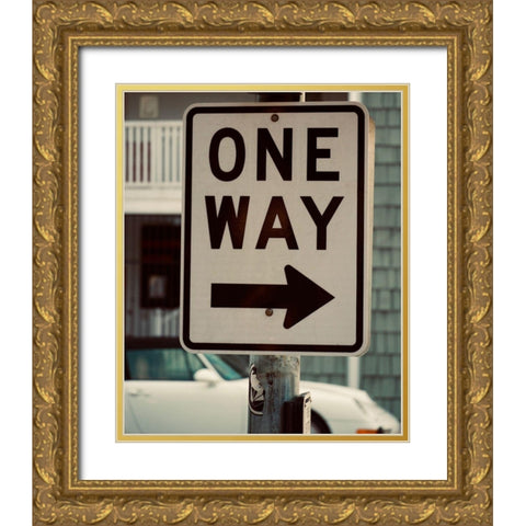 One Way Gold Ornate Wood Framed Art Print with Double Matting by Singleton, Ashley
