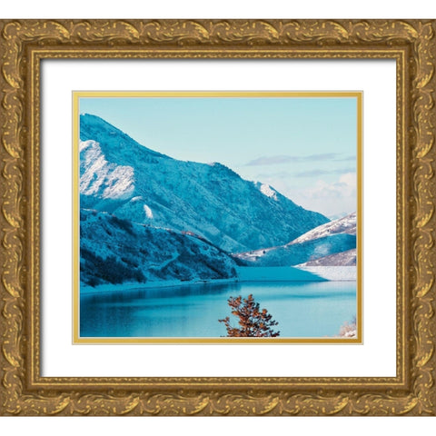 Winter Lake Gold Ornate Wood Framed Art Print with Double Matting by Singleton, Ashley
