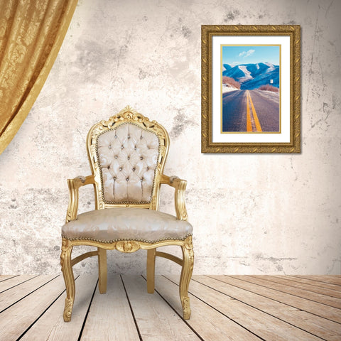 Winter Road Gold Ornate Wood Framed Art Print with Double Matting by Singleton, Ashley