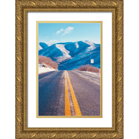 Winter Road Gold Ornate Wood Framed Art Print with Double Matting by Singleton, Ashley