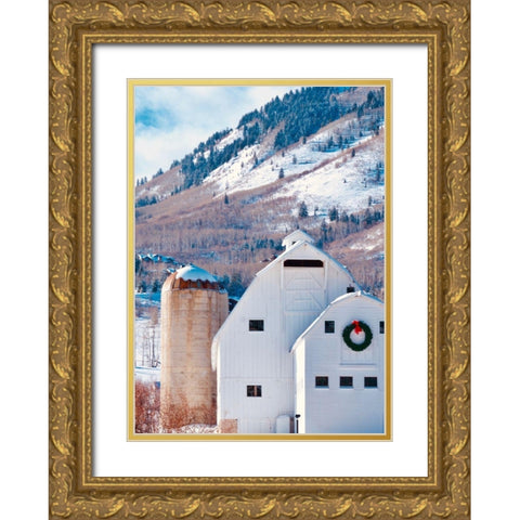 Winter Farm Gold Ornate Wood Framed Art Print with Double Matting by Singleton, Ashley