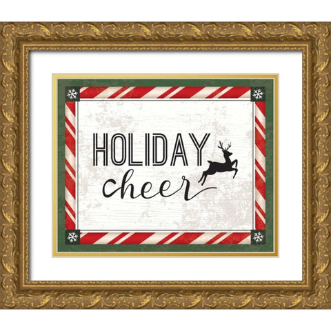 Words Christmas II Gold Ornate Wood Framed Art Print with Double Matting by ND Art and Design