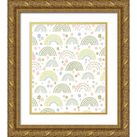 Rainbow Pattern II Gold Ornate Wood Framed Art Print with Double Matting by ND Art