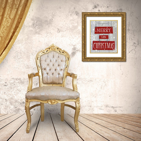 Merry Little Christmas Gold Ornate Wood Framed Art Print with Double Matting by P.S. Art Studios