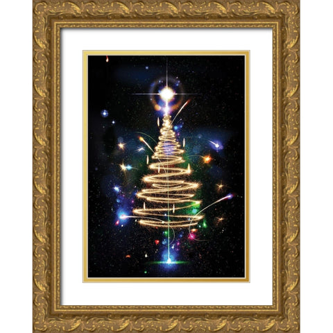 Oh Christmas Tree II Gold Ornate Wood Framed Art Print with Double Matting by P.S. Art