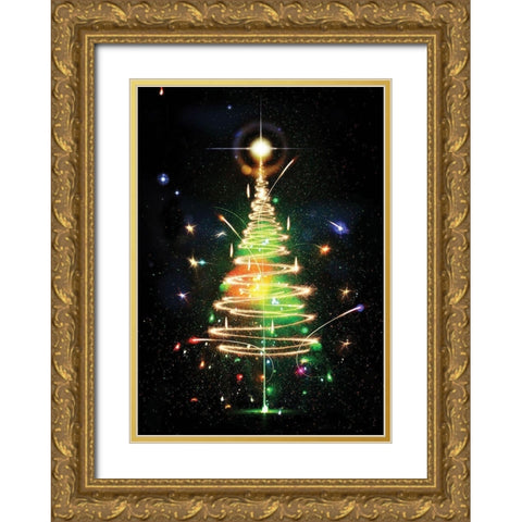 Oh Christmas Tree III Gold Ornate Wood Framed Art Print with Double Matting by P.S. Art