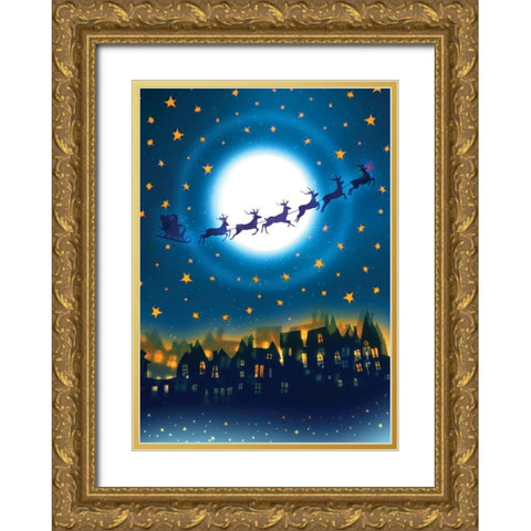 In Flight Gold Ornate Wood Framed Art Print with Double Matting by P.S. Art
