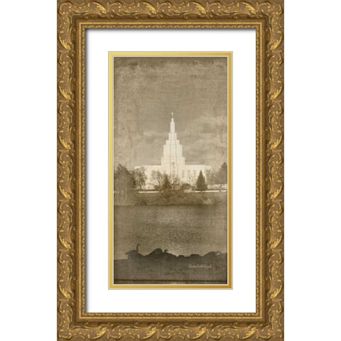 Idaho Falls Temple Gold Ornate Wood Framed Art Print with Double Matting by Murdock, Ramona