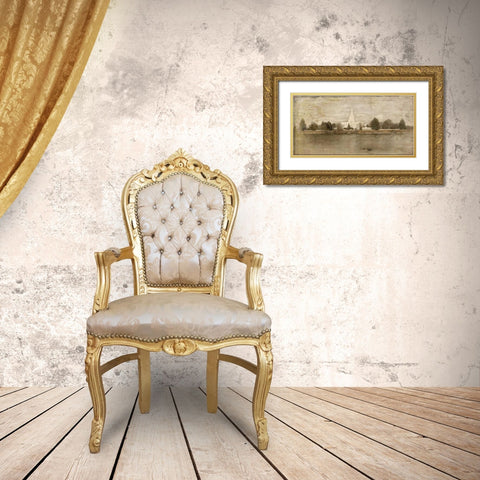 Idaho Falls Temple Landscape Gold Ornate Wood Framed Art Print with Double Matting by Murdock, Ramona