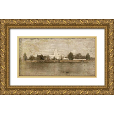 Idaho Falls Temple Landscape Gold Ornate Wood Framed Art Print with Double Matting by Murdock, Ramona