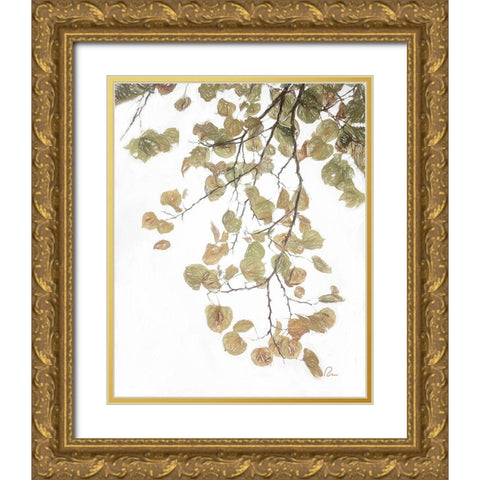 Aspen Leaves IV Gold Ornate Wood Framed Art Print with Double Matting by Murdock, Ramona