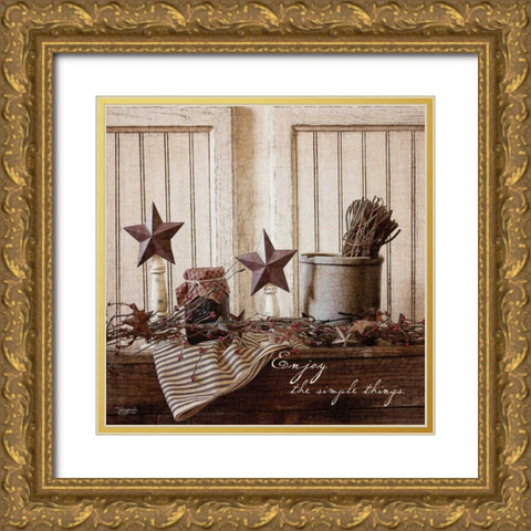 Enjoy the Simple Things Gold Ornate Wood Framed Art Print with Double Matting by Eva, Shawnda