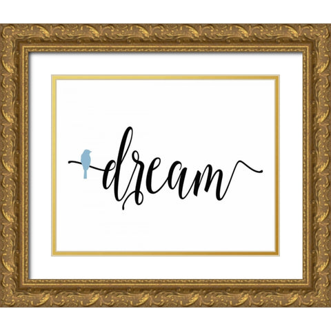 Blue Bird Dream Gold Ornate Wood Framed Art Print with Double Matting by Moss, Tara