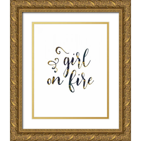 Girl on Fire Gold Ornate Wood Framed Art Print with Double Matting by Moss, Tara