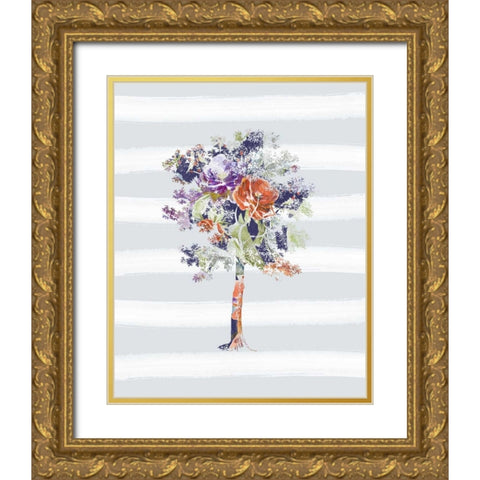 Tree Silhouette Gold Ornate Wood Framed Art Print with Double Matting by Moss, Tara