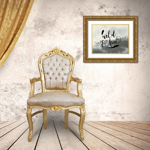 Wild and Free Feathers Gold Ornate Wood Framed Art Print with Double Matting by Moss, Tara