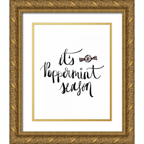 Peppermint Season Gold Ornate Wood Framed Art Print with Double Matting by Moss, Tara
