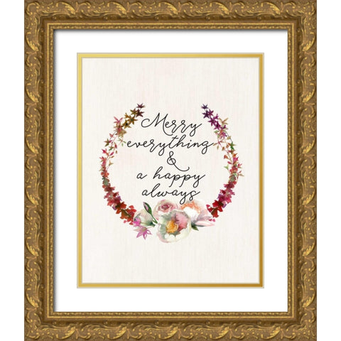 Merry Everything Gold Ornate Wood Framed Art Print with Double Matting by Moss, Tara