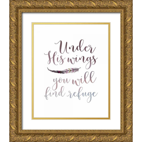Under His Wings Gold Ornate Wood Framed Art Print with Double Matting by Moss, Tara