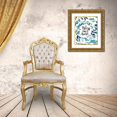 Bless Our Home Gold Ornate Wood Framed Art Print with Double Matting by Moss, Tara