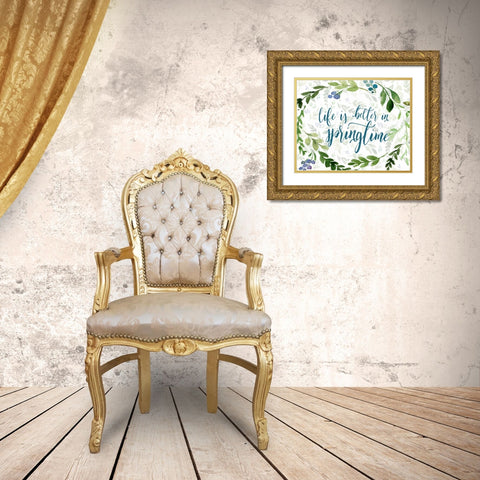 Life is Better in Springtime Gold Ornate Wood Framed Art Print with Double Matting by Moss, Tara