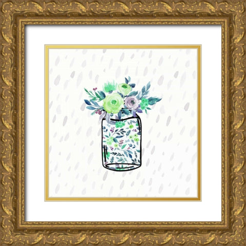 Mason Jar Florals Gold Ornate Wood Framed Art Print with Double Matting by Moss, Tara