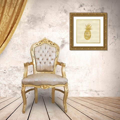 Gold Pineapple Square Gold Ornate Wood Framed Art Print with Double Matting by Moss, Tara