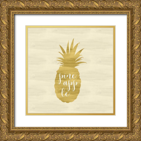 Gold Pineapple Square Gold Ornate Wood Framed Art Print with Double Matting by Moss, Tara