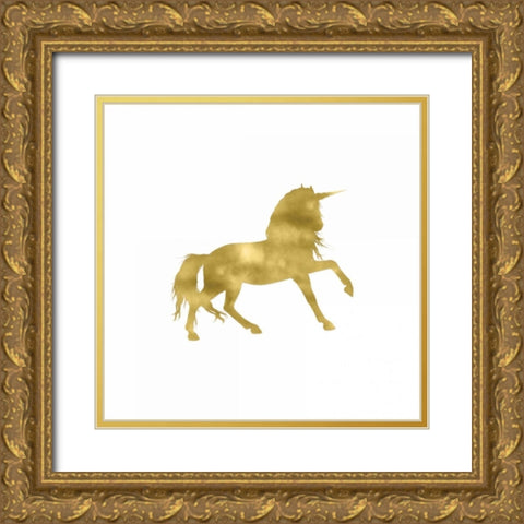 Gold Unicorn Square Gold Ornate Wood Framed Art Print with Double Matting by Moss, Tara