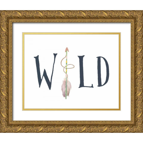 Navy and Pink Wild Arrow Gold Ornate Wood Framed Art Print with Double Matting by Moss, Tara