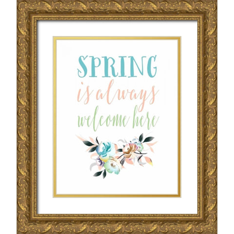 Spring is Always Welcome II Gold Ornate Wood Framed Art Print with Double Matting by Moss, Tara