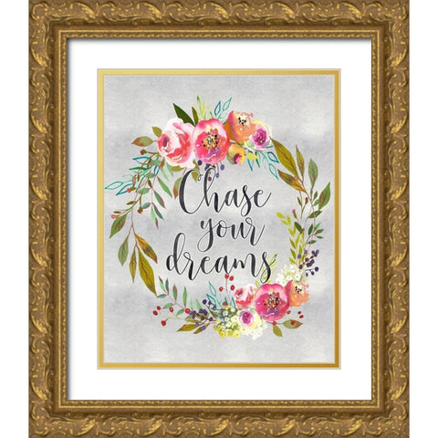 Chase Your Dreams Gold Ornate Wood Framed Art Print with Double Matting by Moss, Tara