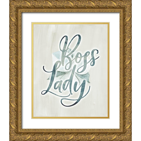 Boss Lady Floral Gold Ornate Wood Framed Art Print with Double Matting by Moss, Tara