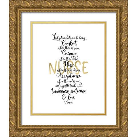Nurse Prayer Gold Ornate Wood Framed Art Print with Double Matting by Moss, Tara