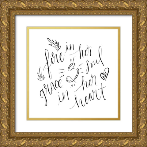 Fire in Her Soul Gold Ornate Wood Framed Art Print with Double Matting by Moss, Tara