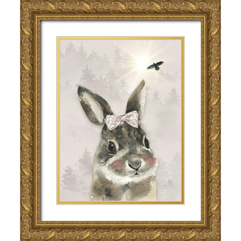 Baby Girl Hare Gold Ornate Wood Framed Art Print with Double Matting by Moss, Tara