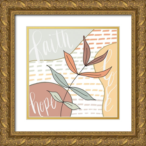 Faith-Hope-Love Gold Ornate Wood Framed Art Print with Double Matting by Moss, Tara