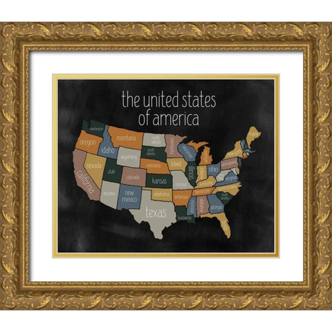 State Map III Gold Ornate Wood Framed Art Print with Double Matting by Wieners, Valerie